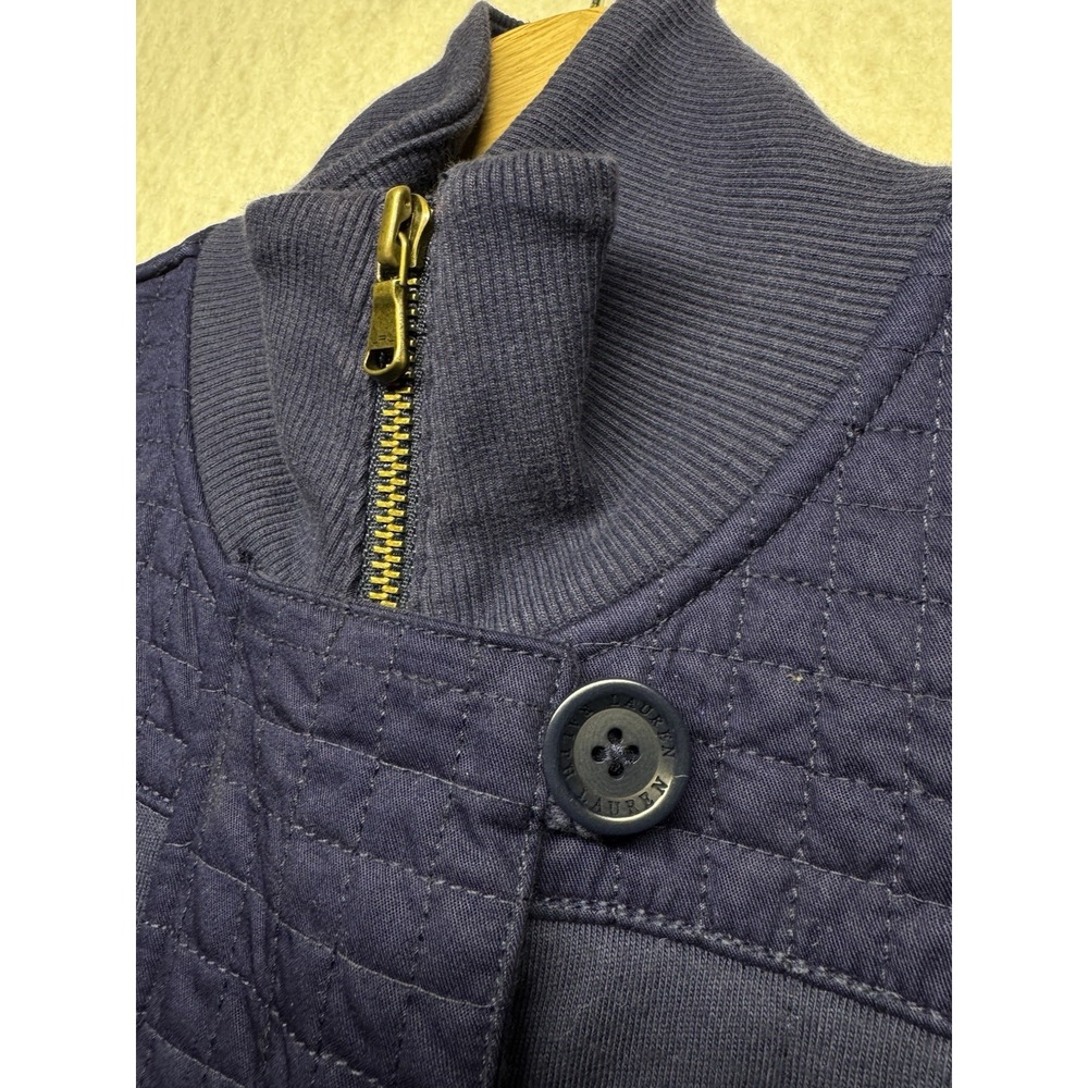 Lauren Ralph Lauren Quilted Vest Womens XS Navy Blue Full Zip Button - Picture 2 of 12